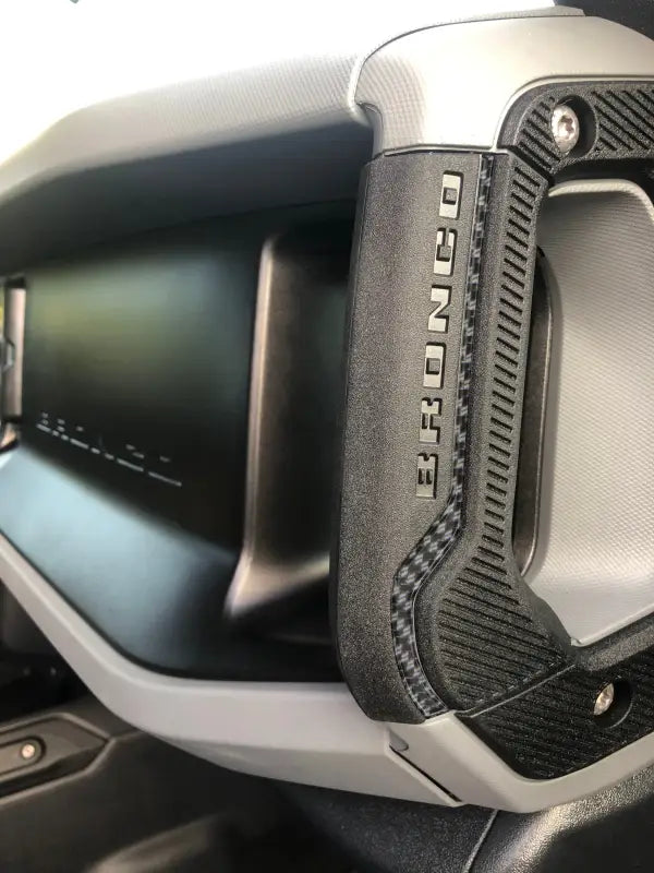 Bronco dashboard grab handle with rail line inserts for 2021-2024 Ford Bronco