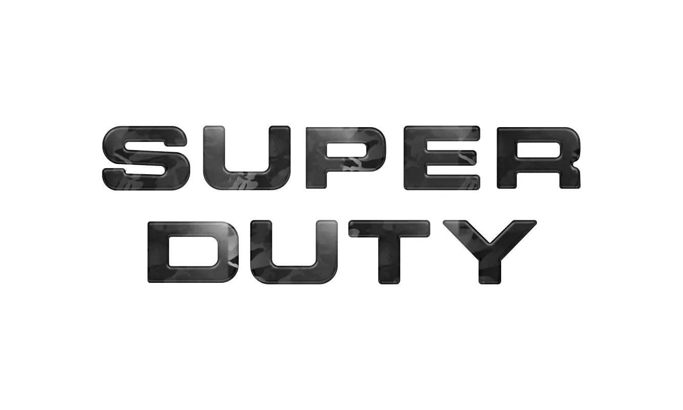 Super Duty glove box letter insert with textured metallic finish for Ford Super Duty models