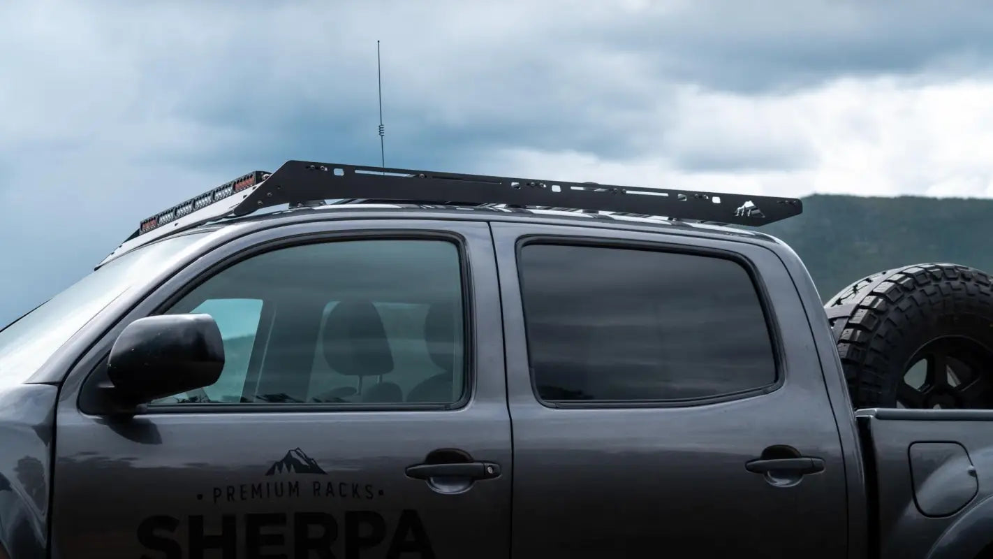Gray pickup truck with Grand Teton Sport roof rack for 05-23 Tacoma Double Cab