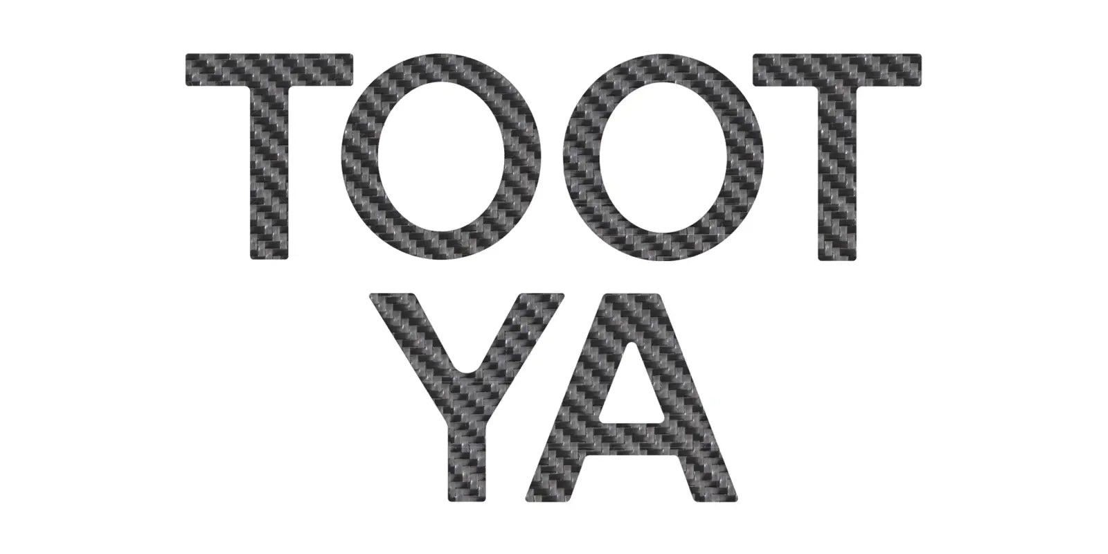 Carbon fiber-style decal letters spelling 'TOOT YA,' suitable for customizing Toyota FJ Cruiser grills.