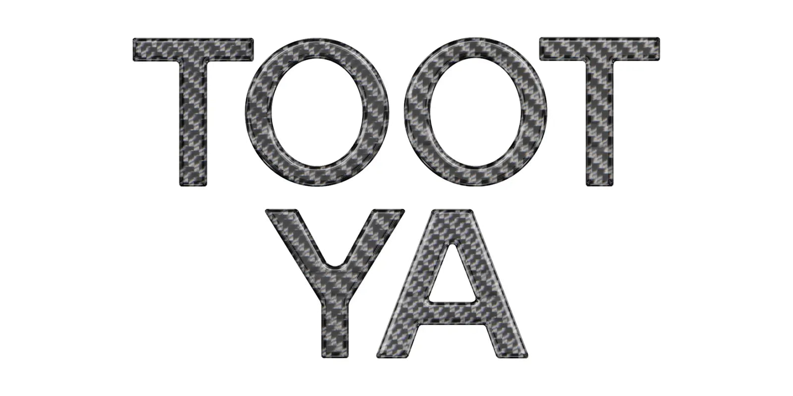 Glossy carbon fiber-style 'TOOT YA' decal letters for Toyota FJ Cruiser grill customization.