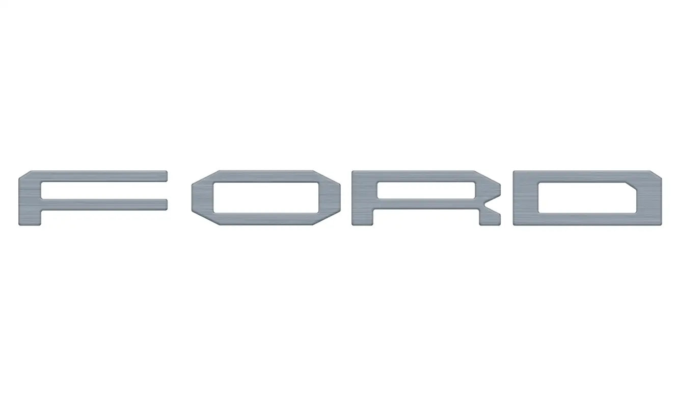 Gray Ford grille letter overlays for 2015-2020 Ford F-150 Raptor front grille lettering