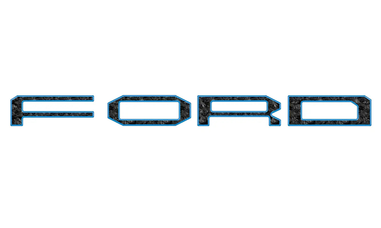Futuristic Ford logo grille letter overlays for 2015-2020 Ford F-150 Raptor