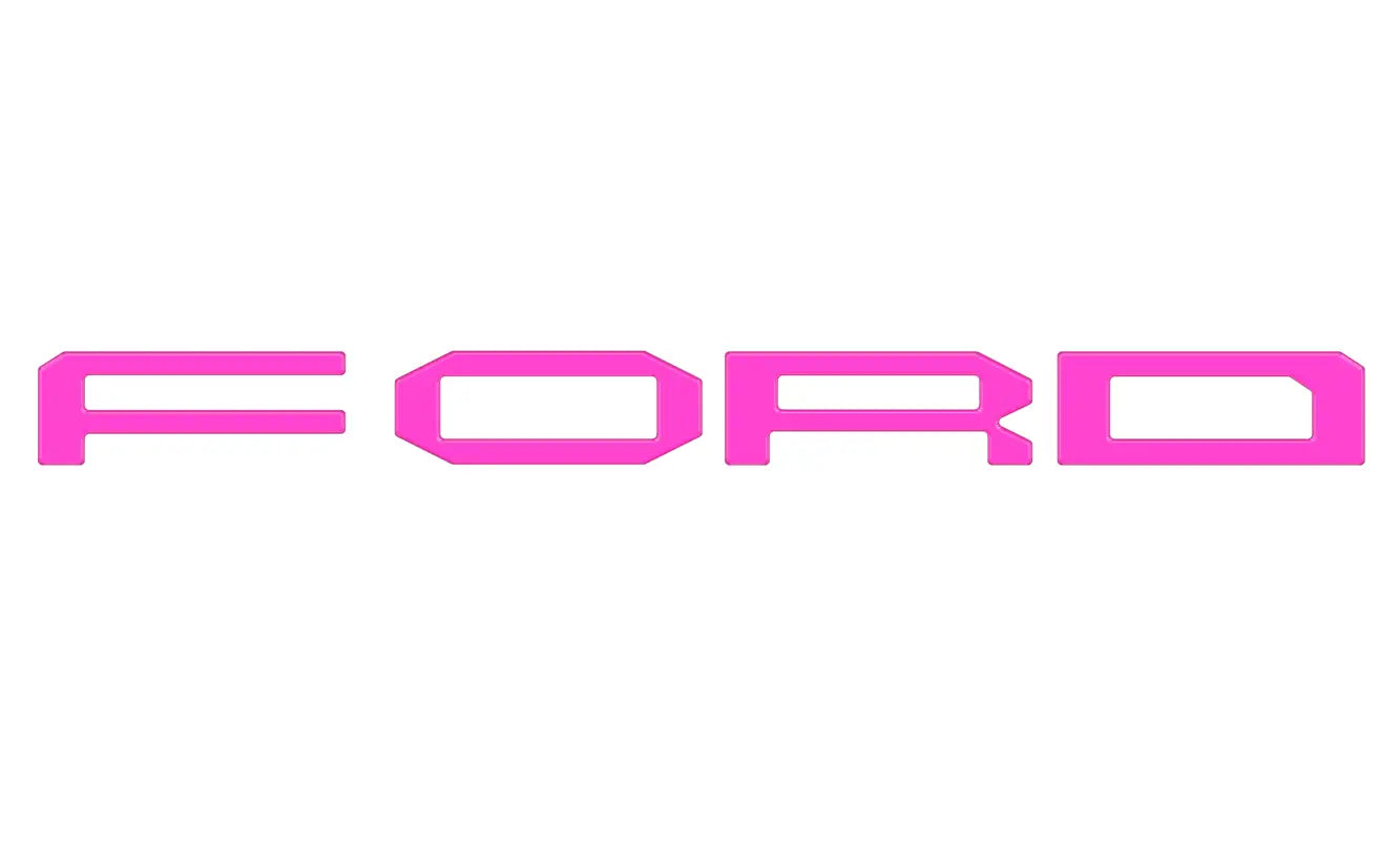 Pink FORD grille letter overlays for 2015-2020 Ford F-150 Raptor truck customization