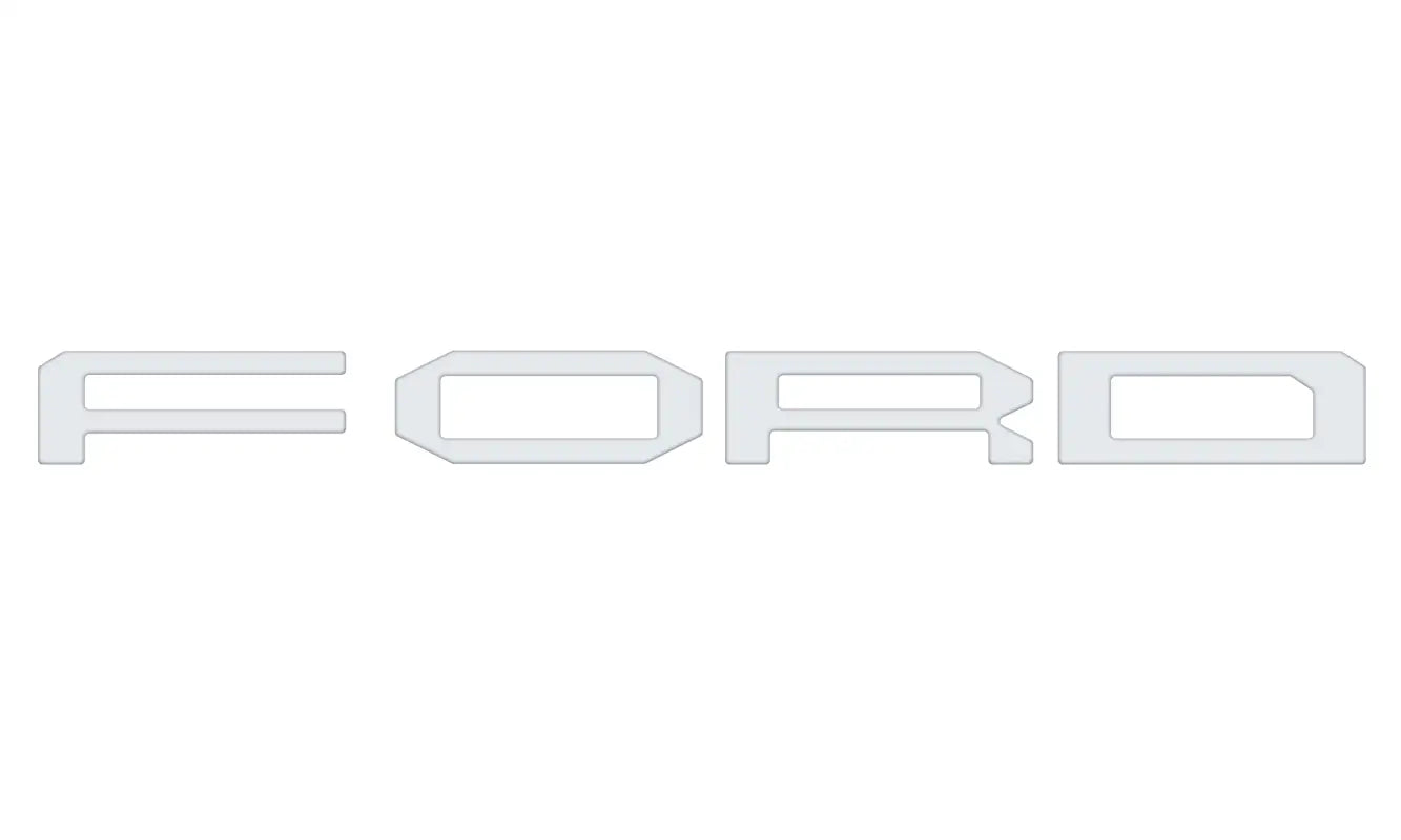 White Ford grille letter overlays for 2015-2020 Ford F-150 Raptor