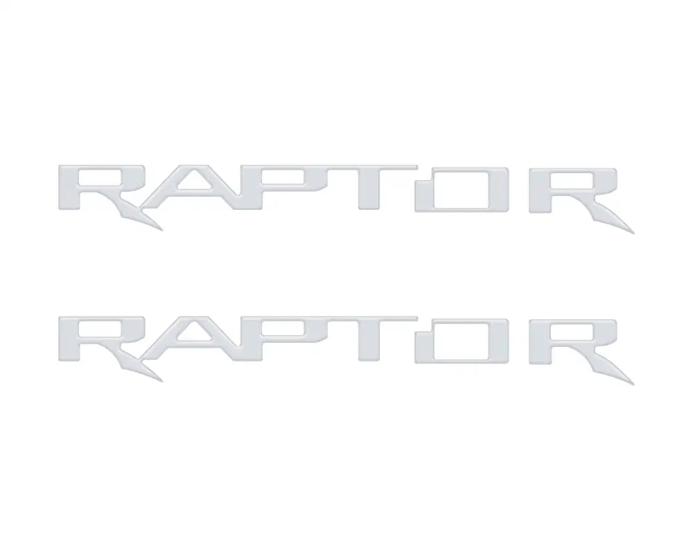 Two silver Raptor hood cowl emblem inserts for Ford F-150 and Bronco Raptor