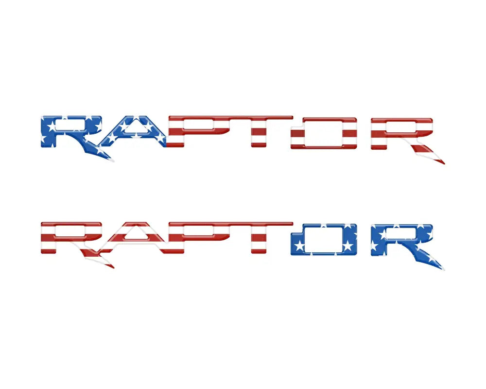 American flag-themed Raptor word art hood cowl emblem for Ford F-150/Bronco Raptor
