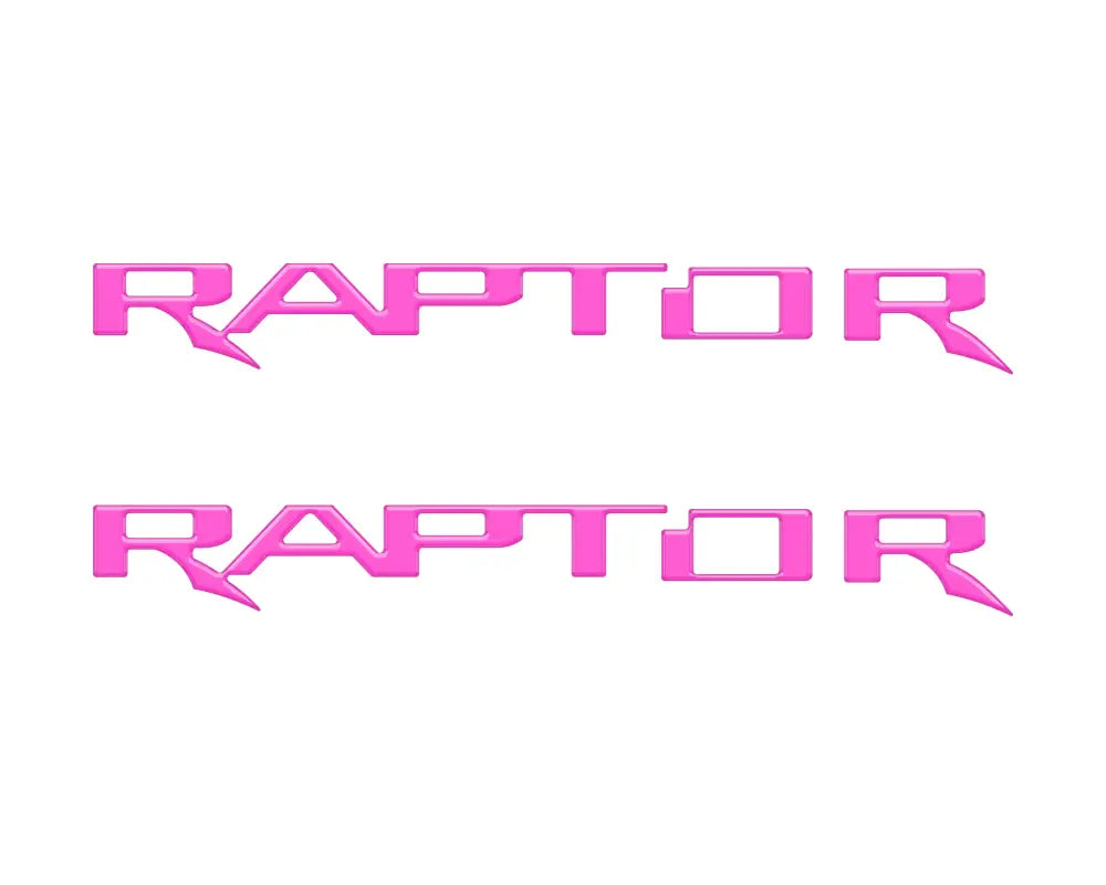 Pink RAPTOR emblems for hood cowl emblem inserts on Ford F-150 Bronco Raptor