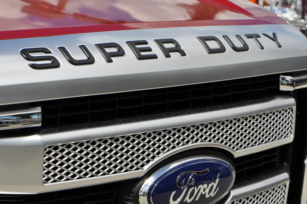 Ford Super Duty truck grill featuring hood letter inserts for 2008-2016 models