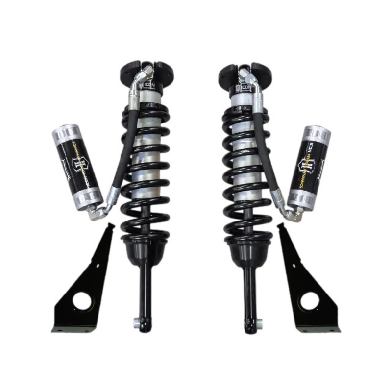 Pair of black and silver coilover shocks for 05-23 TACOMA by ICON Vehicle Dynamics