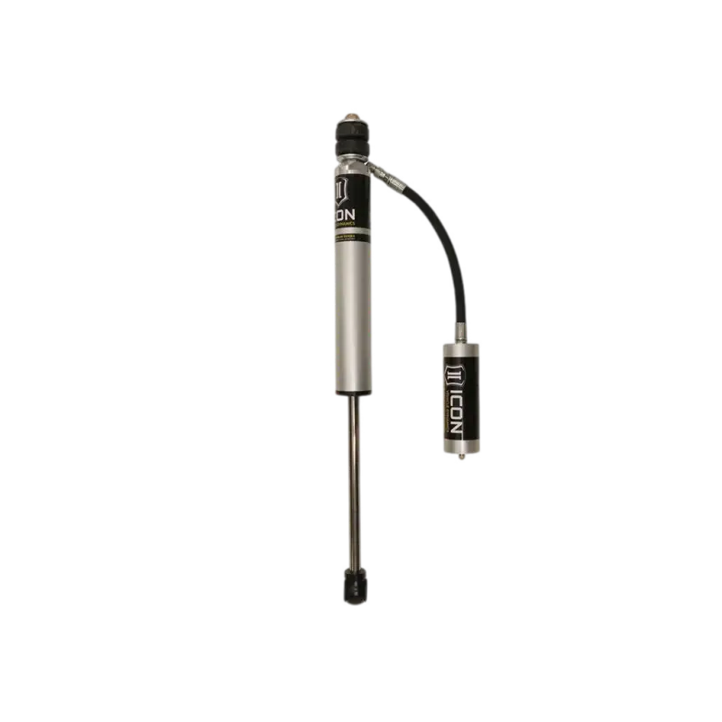 Silver and black aluminum series shocks with reservoir for ICON vehicle Tacoma 4WD