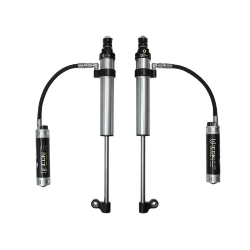 07-21 TUNDRA RXT REAR 2.5 VS RR CDCV PAIR shocks with external reservoirs designed for Toyota Tundra models from 2007 to 2021, enhancing suspension performance.
