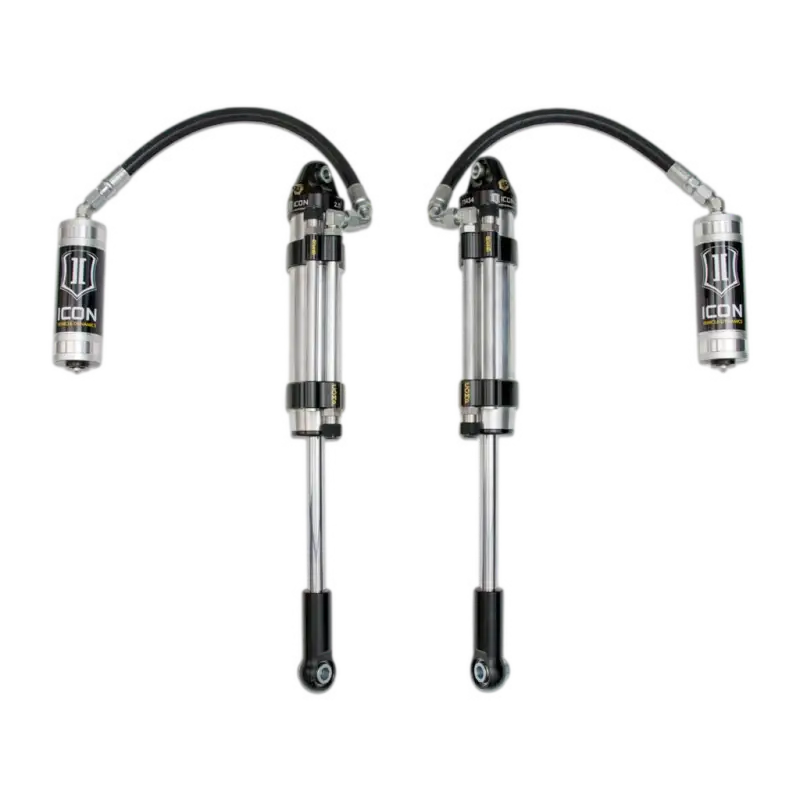 07-21 TUNDRA S2 2.5 VS RR OMEGA PAIR front shocks with remote reservoirs, designed for Toyota Tundra models from 2007 to 2021, enhancing suspension performance.