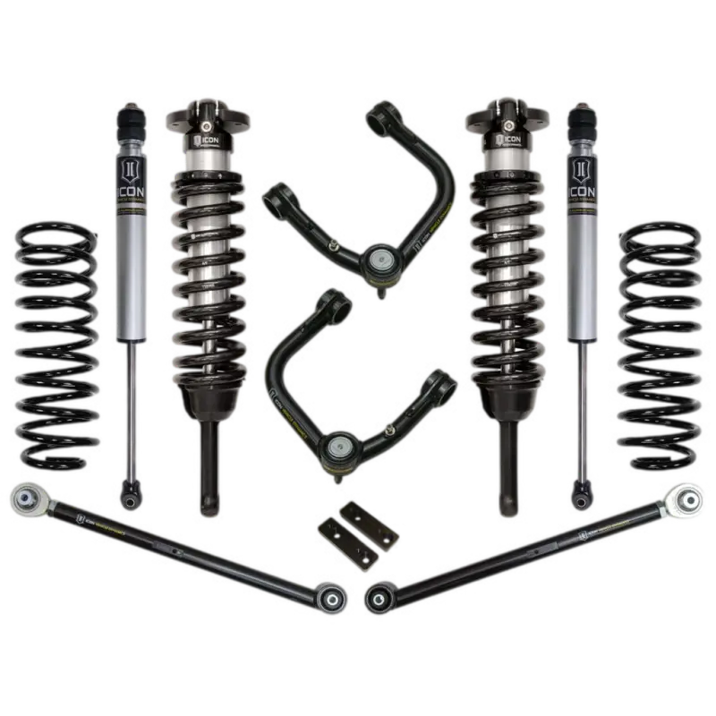 10-UP FJ/10-UP 4Runner 0-3.5" Stage 3 Suspension System with Tubular UCA, featuring shocks, coil springs, and control arms for Toyota vehicles.