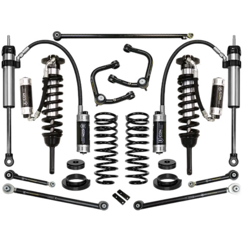 03-09 GX470 0-3.5" Stage 7 Suspension System with Tubular UCA, featuring coilovers, shocks, control arms, and hardware for Toyota GX470 models.