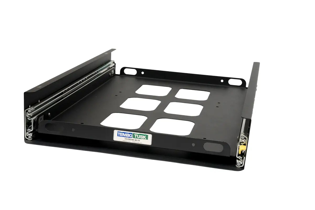 Tembo Tusk Jumbo Front Pull Slide featuring a lightweight aluminum design with tough locking tracks for fridge or cargo solutions.