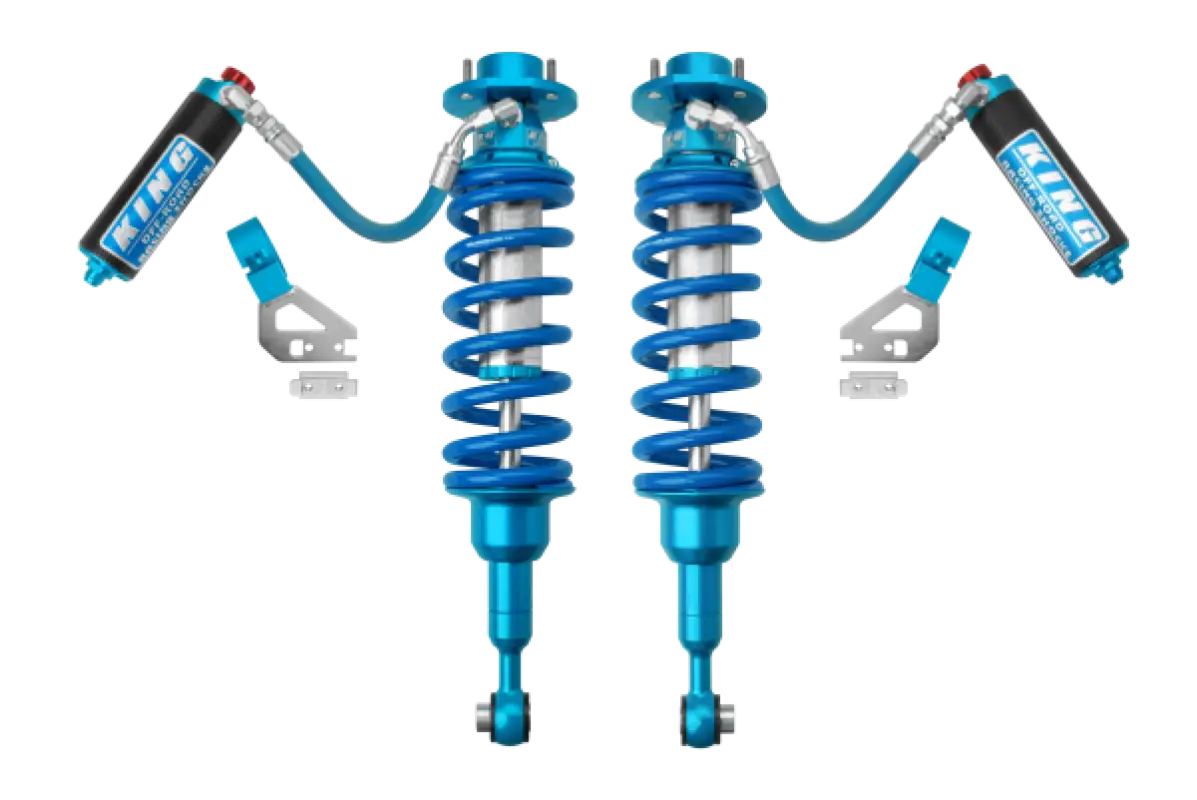 Tacoma King Shocks 2.5 front coilovers with adjustable reservoirs for 2024+ models. Designed for enhanced suspension performance and easy installation.