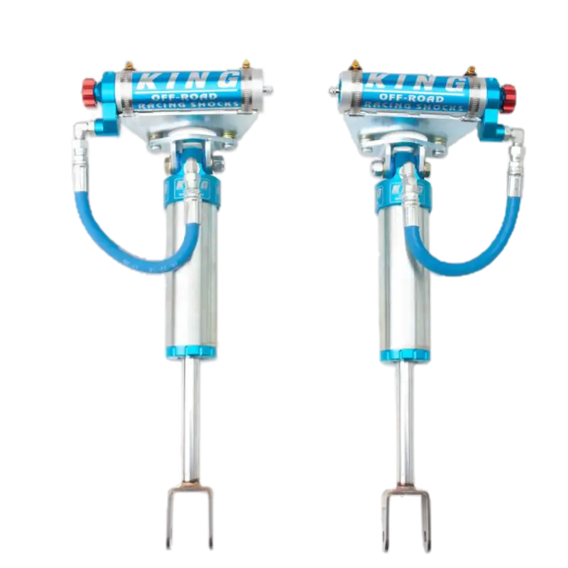 Bolt-in King OEM Series front shocks for Chevy/GMC 2500/3500, featuring remote reservoir and 0-2.5 inch lift compatibility.