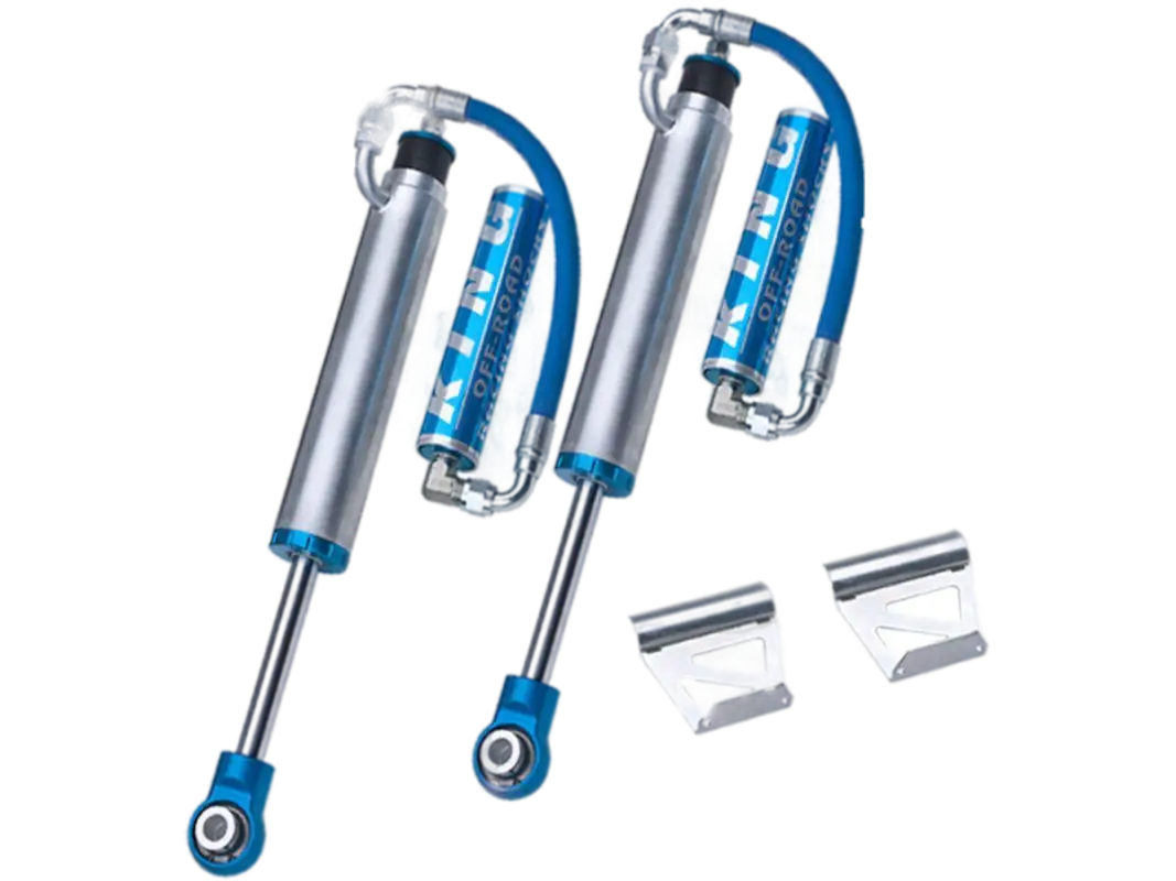 14-23 Dodge Ram 2500 2.5 performance front shocks with durable design, blue accents, and bolt-on installation for off-road use.
