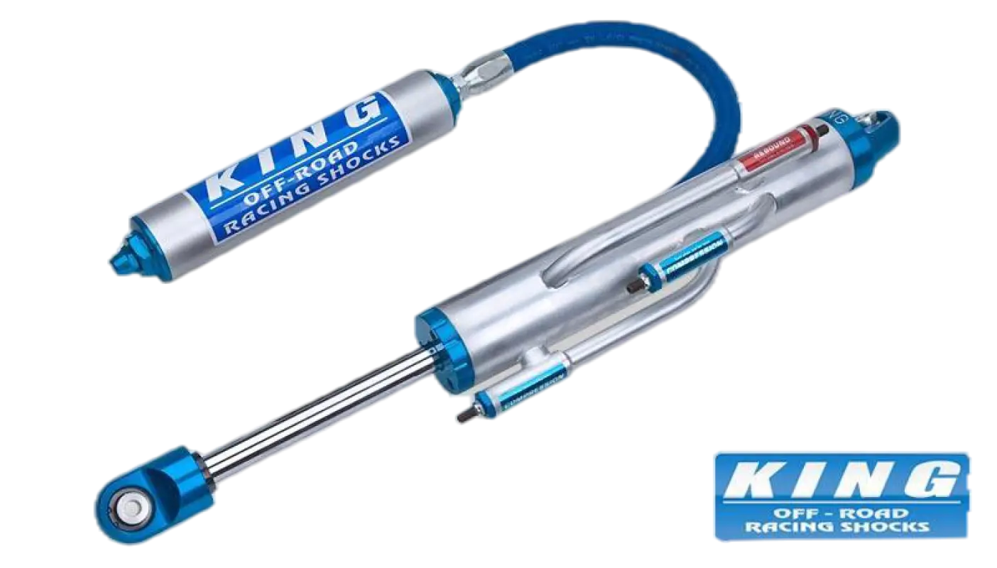 King Off-Road 2.5 Race Series Bypass Shock with external reservoir, precision tuning, and robust build for intense racing environments.