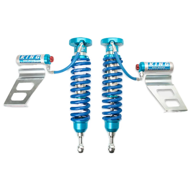 King 2.5 RR EXT Travel Coilovers with adjusters for 07-21 Toyota Tundra. Bolt-on suspension upgrade with adjustable ride height and increased wheel travel.