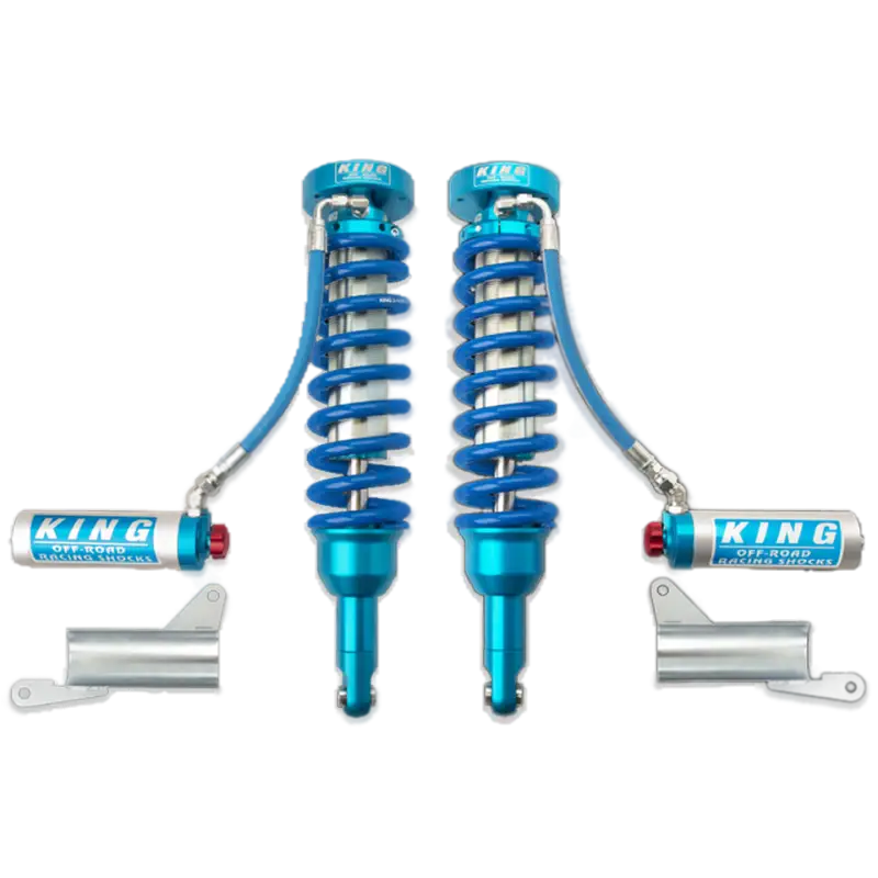 Pair of King 2.5 RR EXT Travel Coilovers with adjusters for Toyota 4Runner, designed for enhanced suspension performance and durability.