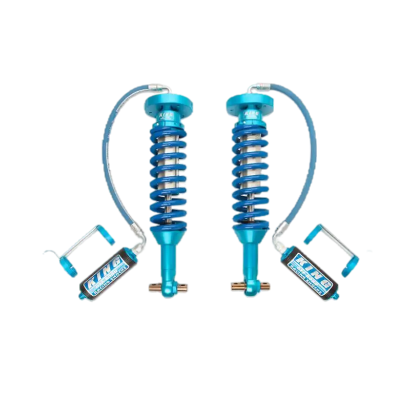 Ford Expedition RR Coilover Kit by King Off Road featuring blue anodized aluminum shocks with external reservoirs for 2018-2023 models.