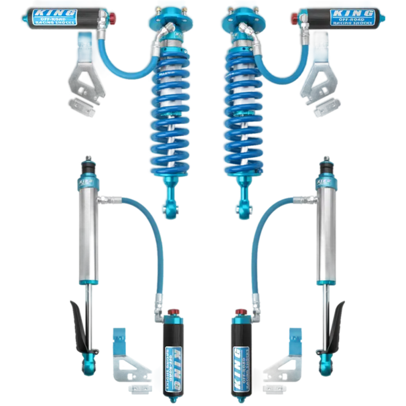 Complete King 2.5 RR coilovers and rear shocks set for 22-23 Toyota Tundra, designed for bolt-on installation and superior suspension performance.