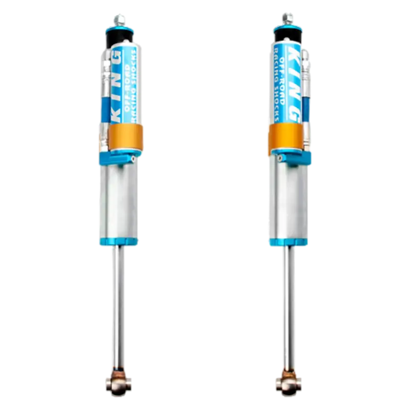 King 2.5 RR front shocks for 2005-2023 Ford F250/F350 4WD with 1-2.5 inch lift. Factory tuned, bolt-on design with remote reservoir.
