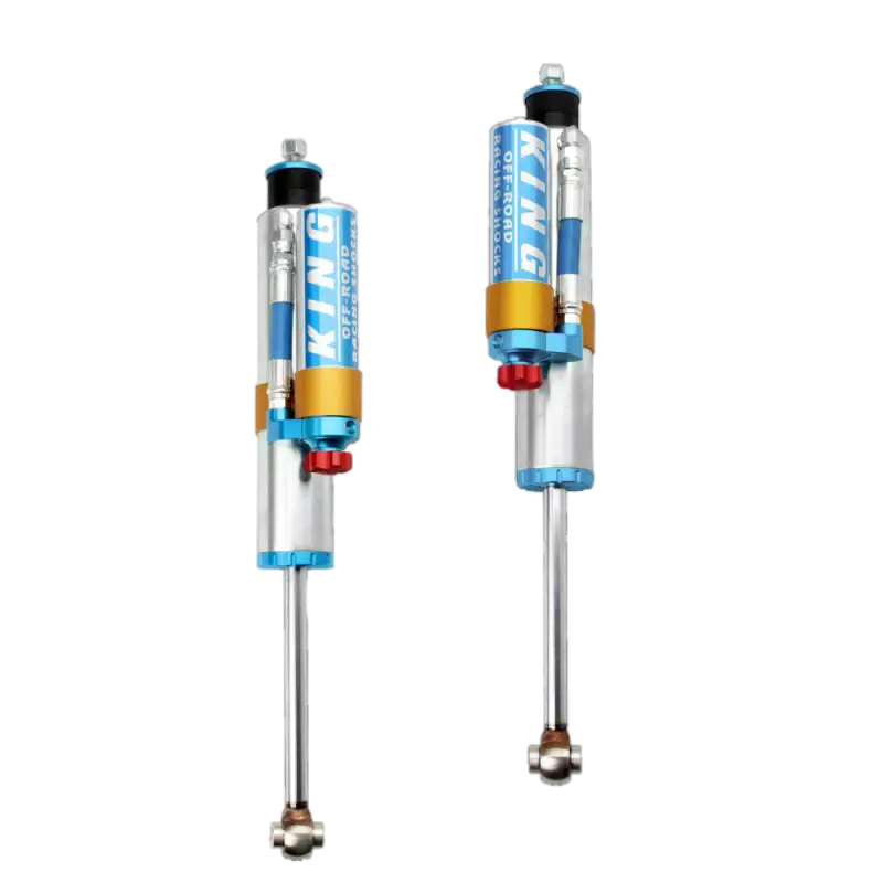 Pair of King 2.5 RR front shocks for Ford F250/F350 4WD, 2005-2023 models. Designed for 1-2.5 inch lift, featuring remote reservoir and increased travel.