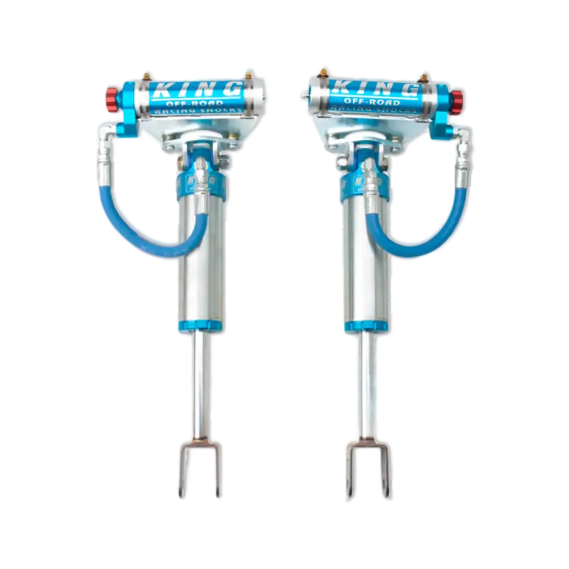King 2.5 RR front shocks for Chevy/GMC 2500/3500, designed for enhanced wheel travel and suspension durability with bolt-in installation.