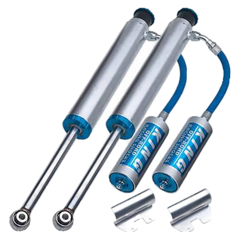 Toyota 4Runner King 2.5 rear shocks with remote reservoirs, designed for 2010-2023 models. Bolt-on performance upgrade made in the USA.