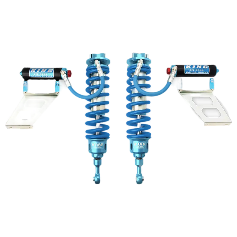 King 3.0 front coilovers with finned reservoirs for 2007-2021 Toyota Tundra, offering adjustable height and enhanced suspension performance.