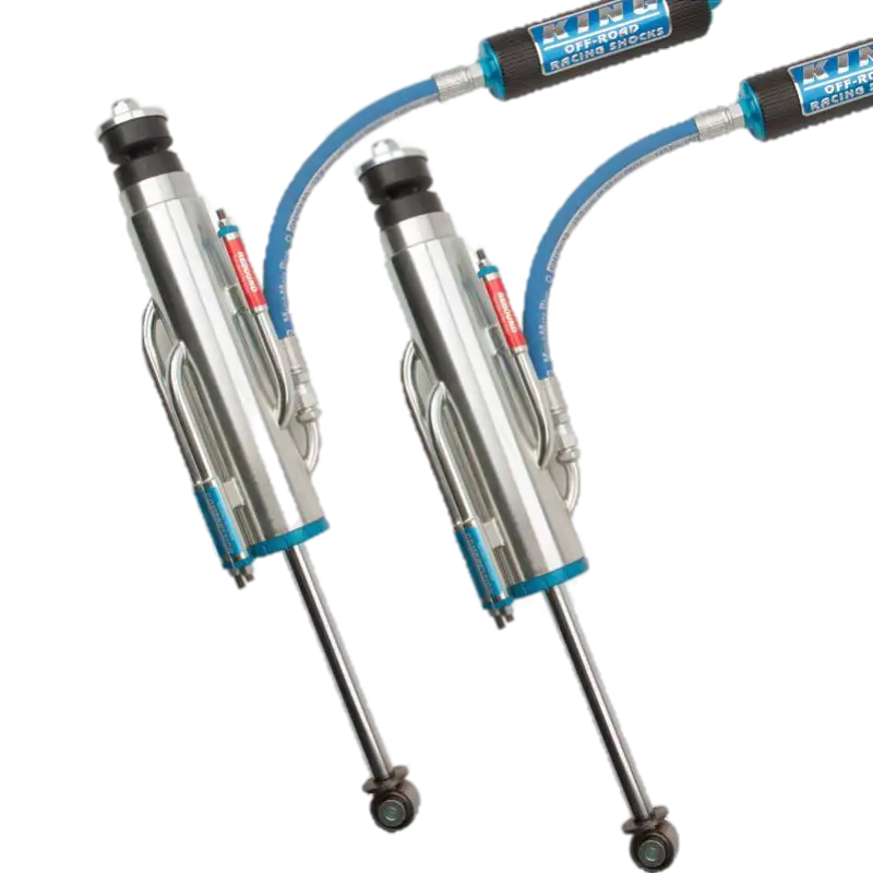 Toyota Tundra King 3.0 Stage 3 rear bypass shocks with finned reservoirs, designed for 2007-2021 models, offering race-quality performance.