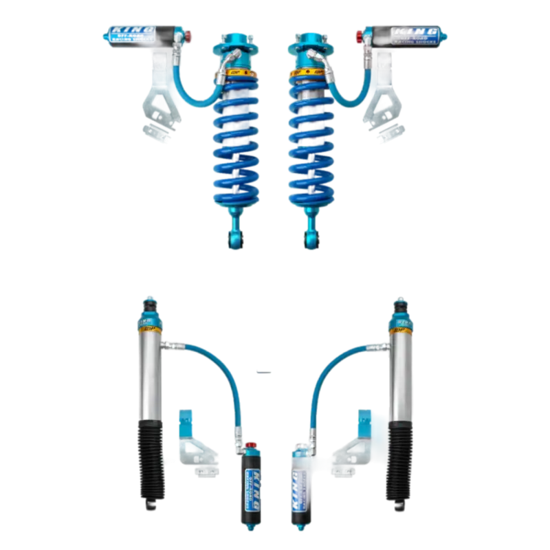 Toyota Tundra King 3-inch RR coilovers and rear shocks with upper arms and trailing arm combo kit for 2022-2023 models. Designed for enhanced off-road suspension performance and improved wheel travel.