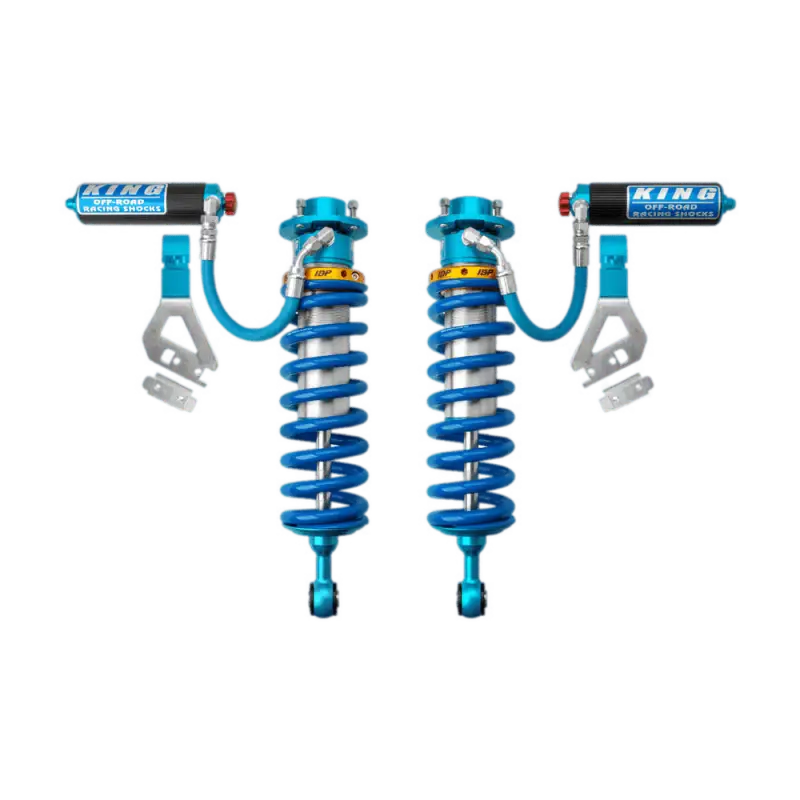 King Shocks 3.0 IBP Coilover Performance Shock Kit with compression adjusters for Toyota Tundra 2022+, featuring bolt-on installation, external reservoirs, and enhanced travel.