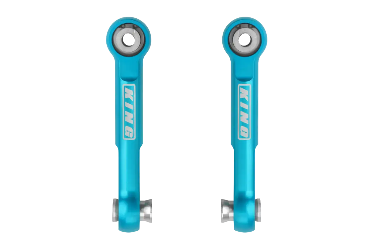 21-23 Ram 1500 TRX King Front Sway Bar Link Kit in blue finish, designed for improved stability, handling, and bolt-on installation.