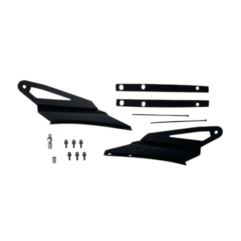 Steel light bar brackets for 50-inch KC Gravity Titan or Pr6, compatible with 2005-2023 Toyota Tacoma Regular and Extended Cab. Includes mounting hardware.