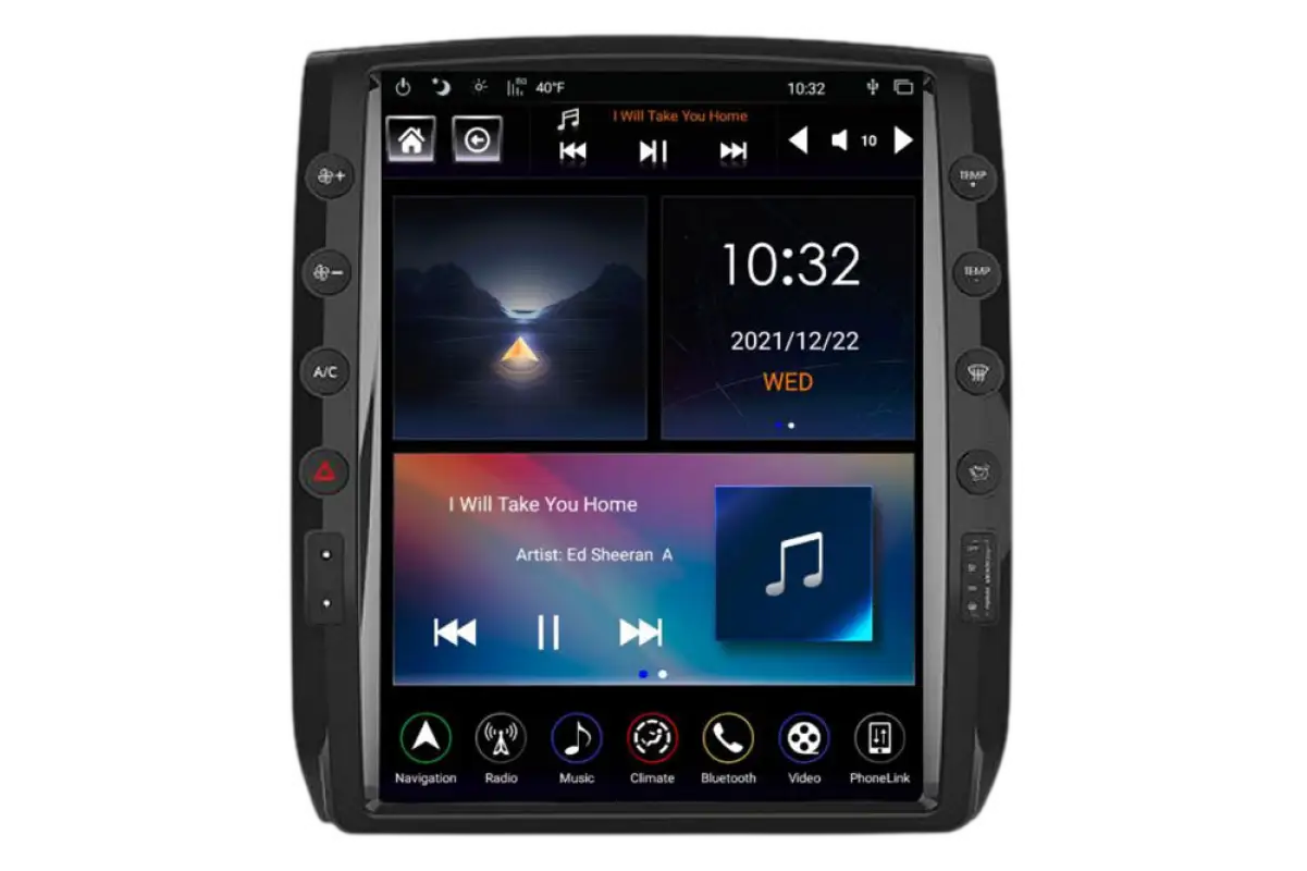 LinksWell GEN 5 12.1-inch radio head unit for 2005-2015 Toyota Tacoma, featuring CarPlay, Android Auto, GPS, and DSP audio controls.