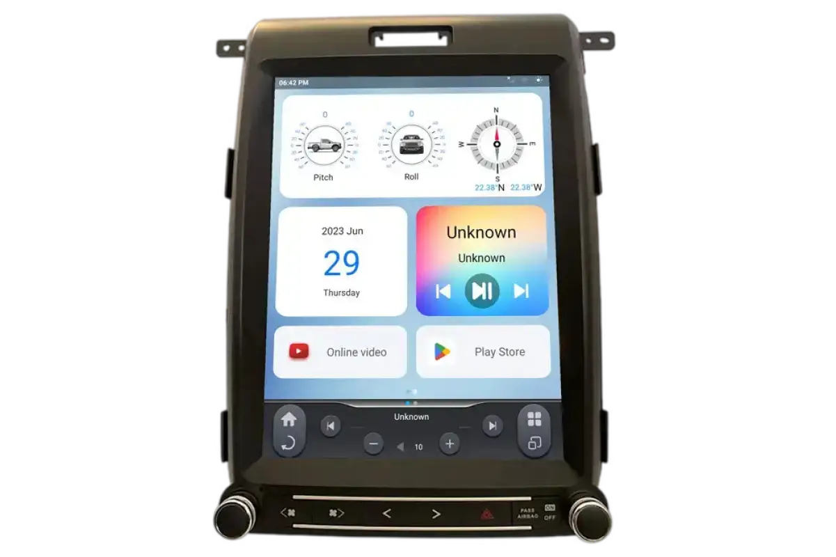 Linkswell GEN 6 T Style Radio for 2013-14 Ford F-150 with 12.1-inch touchscreen, Android 11, Wi-Fi, Bluetooth, and HDMI support.