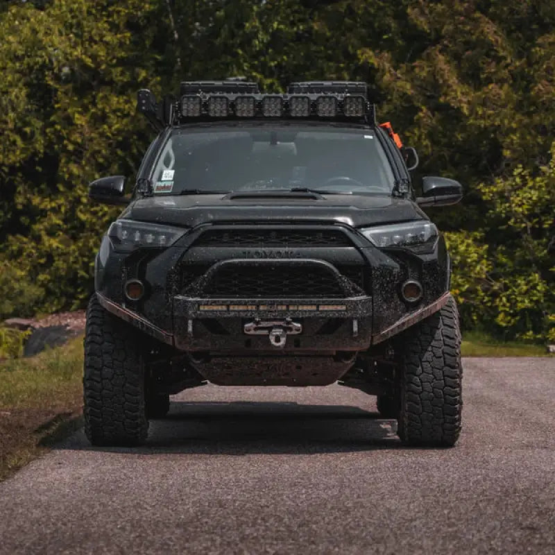 Front view of 5th Gen Toyota 4Runner equipped with Lo Pro Bumper High Clearance Additions, designed for off-road durability.