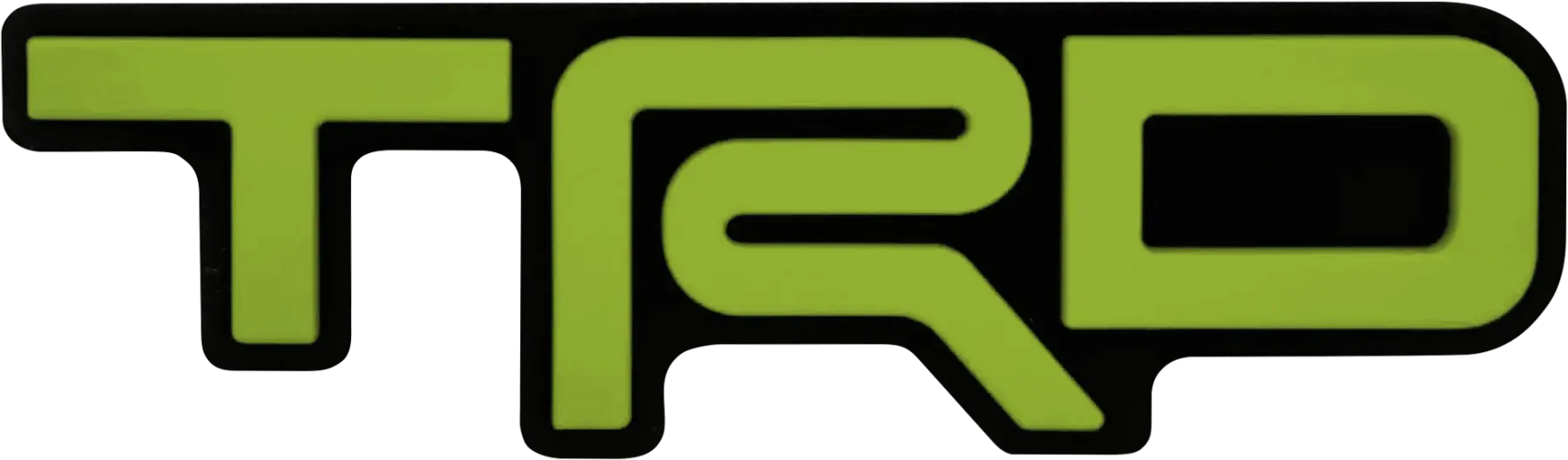 Green TRD logo grille badge for route protection on vehicle front grille