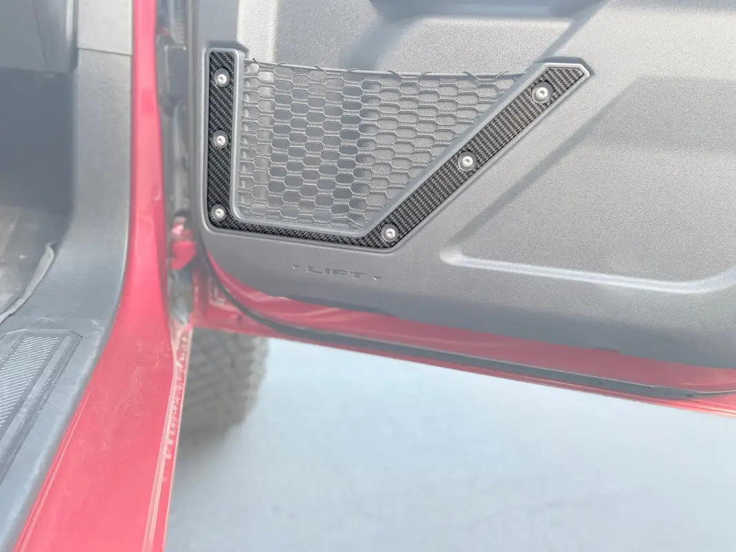 Lower door accent storage net with carbon fiber trim for Ford Bronco 2021-2024