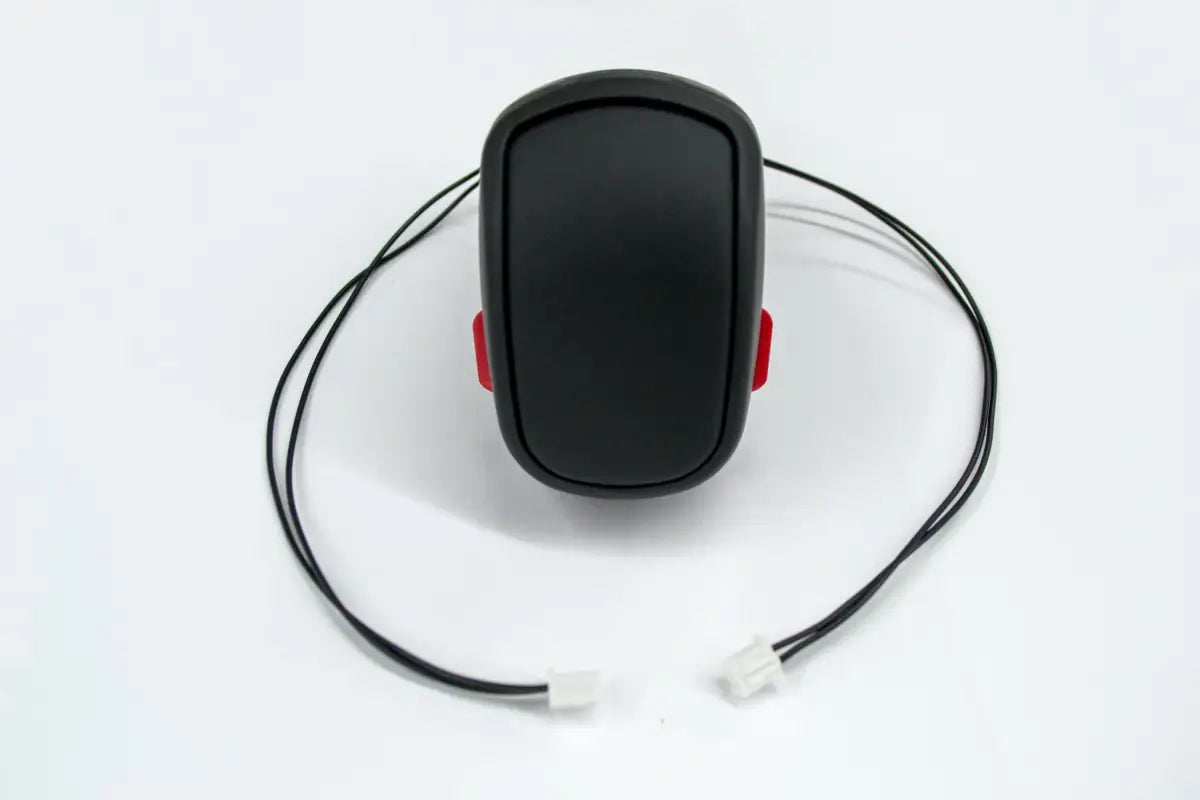 Rear view of Meso Stealth Shift Knob for 16-23 Tacoma, showing wiring connectors and button placement.