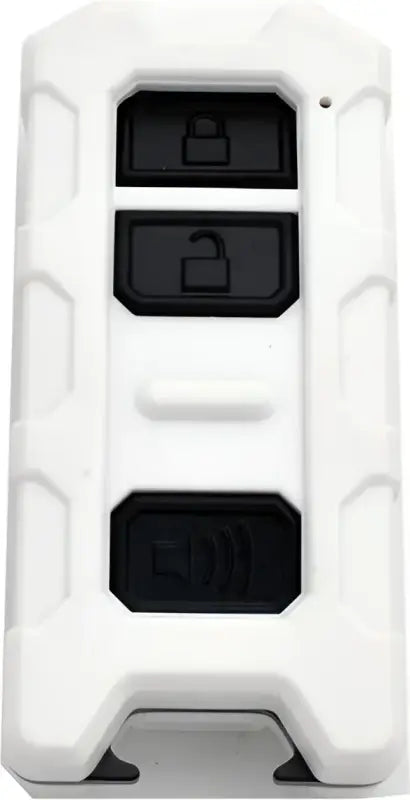 Minimalist Key Fob V2 in white with black buttons, featuring a rugged design and compatibility with Toyota Tacoma, Tundra, and 4Runner.