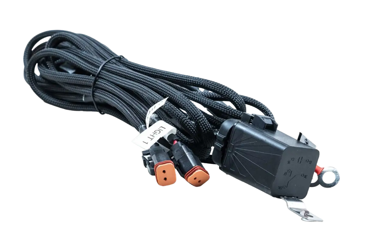 Wiring harness with connectors and switch for Morimoto HXB 4Banger Ditch Light Kit, compatible with Tacoma 2016-2023.