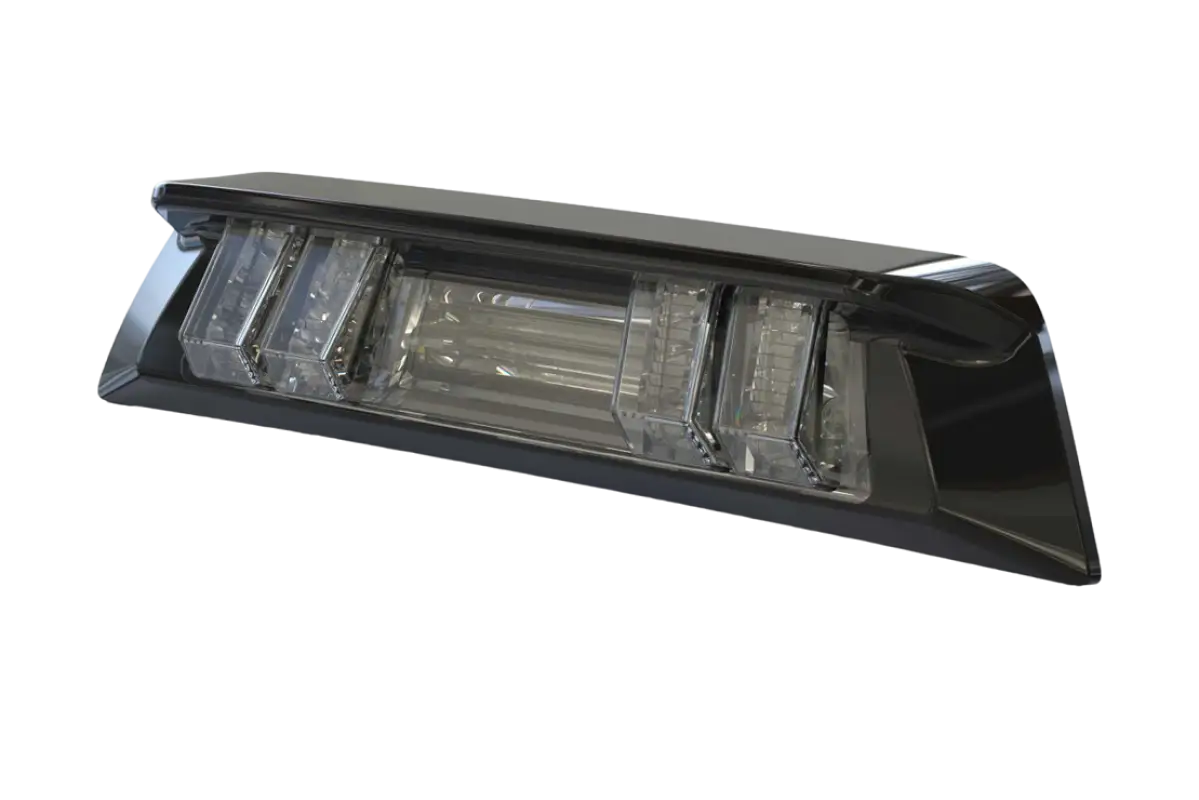 Morimoto X3B LED third brake light for Tacoma (2016-2023) Double Cab, unlit with clear lens and black housing.