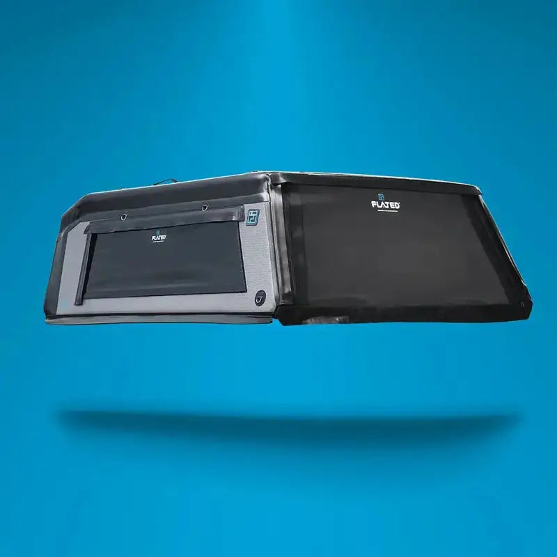 MR Full-Size 5.5' Bed inflatable air-topper shell floating against a blue background, showcasing its lightweight and durable design.