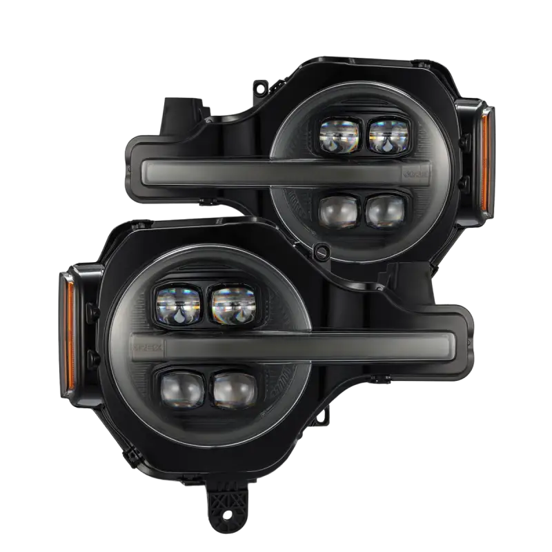 NOVA-Series LED projector headlights for 21-24 Ford Bronco and 22-24 Bronco Raptor, featuring sleek black housing and modern design.