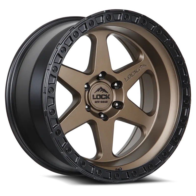 OLYMPUS Matte Desert Bronze wheel with tri-beam strength, featuring a rugged design and black beadlock-style rim. Available in 17-20 inch sizes.